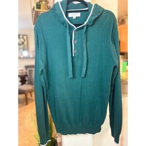 Hawker Rye Men's Cotton Cashmere Henley Hoodie JL3 Forest Biome Large